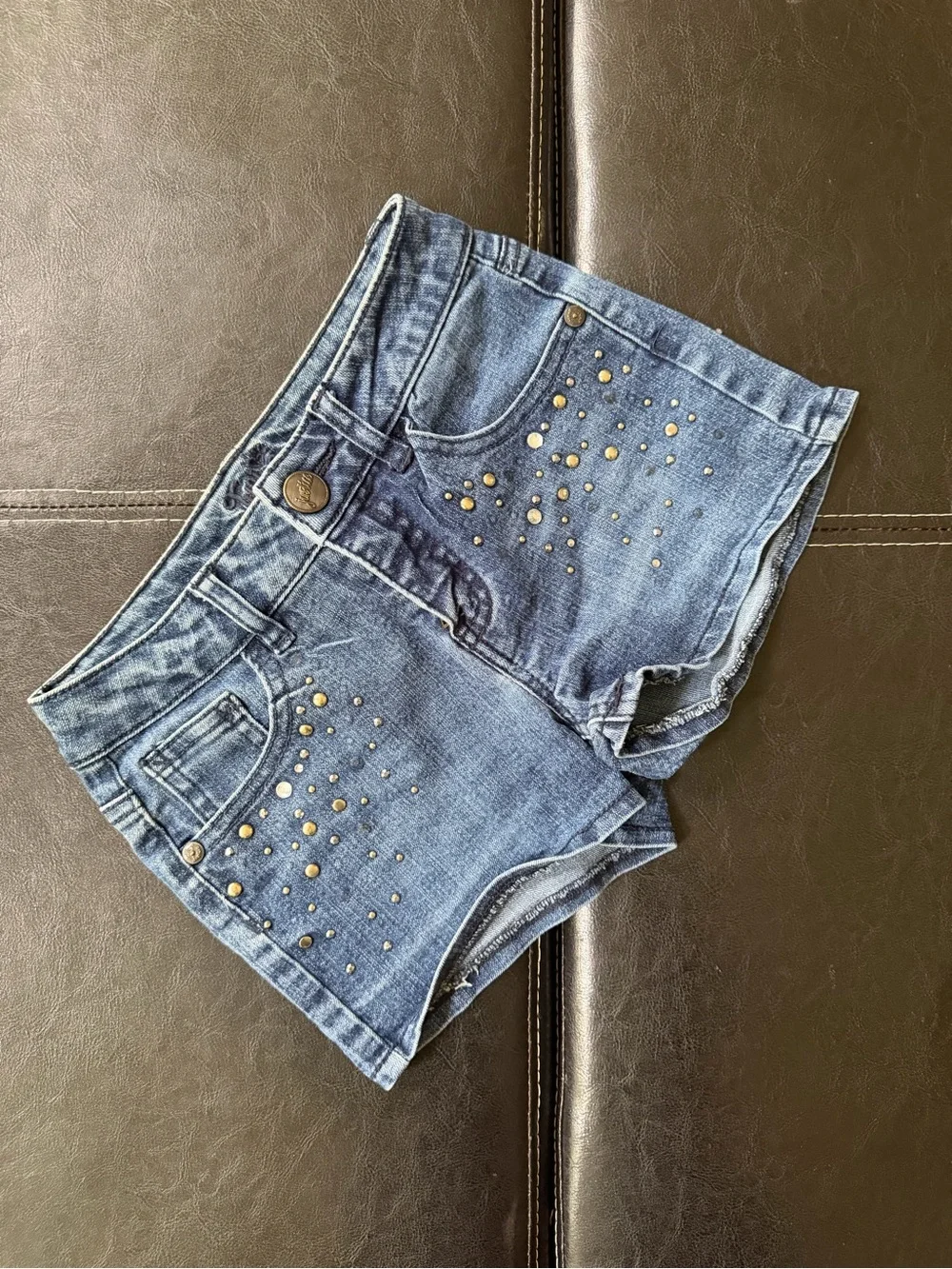 Justice - Medium Denim Shorts with Silver Stud Accents